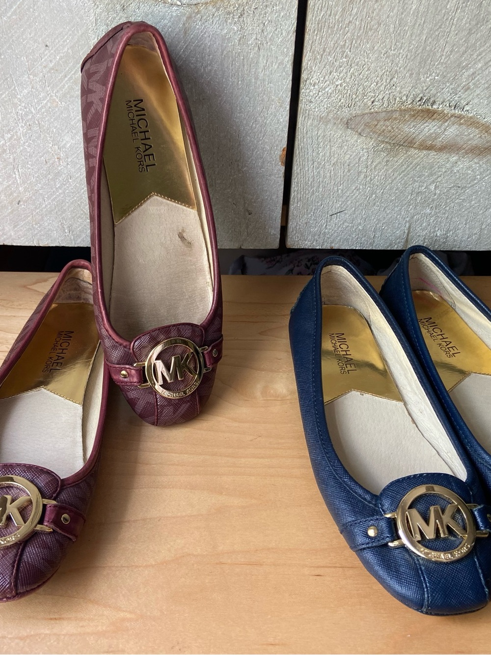 Bundles Michael Kors Burgundy and Navy MK Logo Ballet Flats